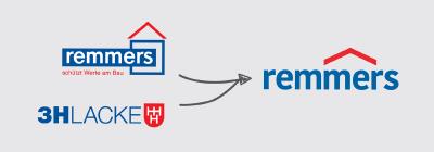 Alle Marken unter einem Dach. Das deutlich entschlackte Logo ist nun das zentrale Dach der Remmers Leistungsschwerpunkte / Grafik: Remmers, Löningen