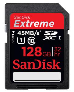 SanDisk Extreme SDXC 45MBs 128GB