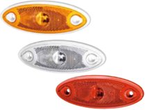 Die "One LED" von Hella gibt es für den 12 V und 24 V Bereich als Seitenmarkierungsleuchte, Positionslicht und Umrissleuchte – mit farbigen Rahmen in weiß, orange, grau und schwarz