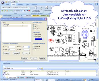 Unterschiede sehen, Datei-/Zeichnungs-/Plan-Vergleich mit RxView/RxHighligt R13.0