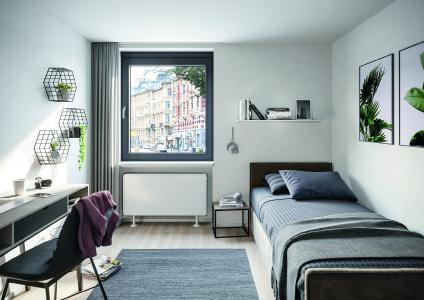 Schüco VentoFrame Asonic vereint gesunde Luftqualität mit umfassendem Schallschutz in einem unauffälligen Design – innen wie außen