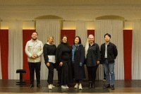 Die DEBUT-Finalisten 2022 (v.l.n.r.): Kudaibergen Abildin, Rebecka Wallroth, Caterina Marchesini, Sarah Yang, Inna Husieva und Beomjin Angelo Kim © DEBUT Concerts GmbH 