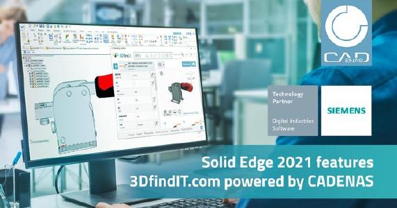 CADENAS implementa 3DfindIT.com in Solid Edge 2021 per velocizzare i tempi di progettazione