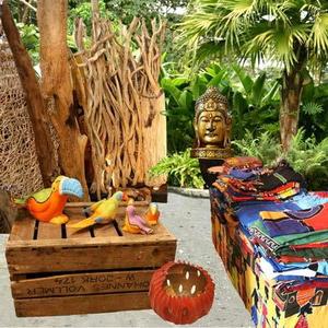 Wohnen wie auf Bali - umgesetzt mit Produkten von Holzwurm, Imago, Bali Connection und Andrea Design / Collage: Gabriela Kaiser