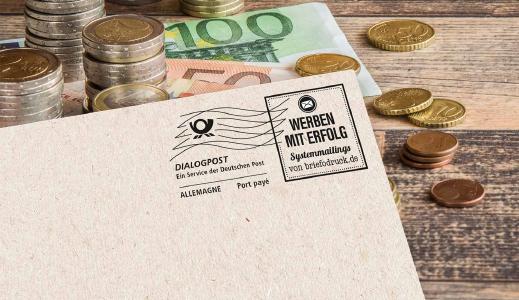 Kleine Marke – große Ersparnis: Einen Porto-Rabatt von bis zu 3 Cent je Sendung gewährt Briefodruck bei Verwendung der Grafik