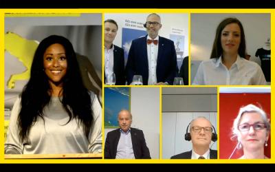 Thomas Kaysser Mary Summer, links, (Moderatorin), im Uhrzeigersinn: Manuel Welte und Andreas Zumkeller (EZU-Metallwaren GmbH & Co. KG, Königsheim), Maria Schneider (Hakro GmbH, Schrozberg), Rosemarie Amos-Ziegler (WGfS GmbH Pflegen mit Herz und Verstand, Filderstadt), Helmuth Caesar (Stuttgarter Wohnungs– und Städtebaugesellschaft mbH, Stuttgart), Thomas Kaysser (H.P. Kaysser GmbH + Co. KG, Leutenbach).
©Bildquelle: Uta Rometsch/Caritasverband der Diözese Rottenburg-Stuttgart e. V.