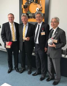 Baumüller is now strengthened in the Japanese market (from left to the right): Andreas Baumüller, Managing Director & CEO Baumüller, Joachim Weissenberger, Sales Director International, Masayuki Oishi, President & CEO Daiki Rika Kogyo Co., Ltd. und Shuji Yamagata, Chairmen Saitama City Foundation for Business Creation