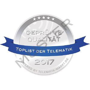 Dieses Siegel kennzeichnet erfolgreich geprüfte Anbieter der TOPLIST der Telematik 2017 / Bild: Telematik-Markt.de
