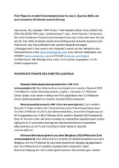First Majestic meldet Rekordergebnisse für das 2. Quartal 2025 und quartalsweise Dividenden.pdf