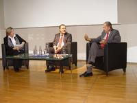 v.l.n.r.: Moderatorin Silke Arning, Dr. Bruno Lindl, Prof. Dr. Dr. Franz  Josef Radermacher