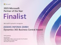 Urkunde – Axians Infoma Finalist für den Dynamics 365 Business Central Award, 2025 Microsoft Partner of the Year