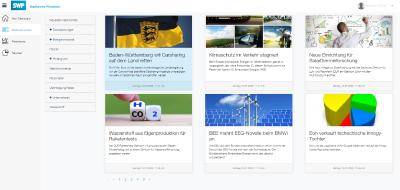 Mit Übersicht und Durchblick: Der Newsbereich bietet interessante (Fach-)Artikel zu vielen energiewirtschaftlichen Themen und hilft Ihnen, den Markt noch besser zu verstehen. (Bild: Screenshot SWP E-Portal)