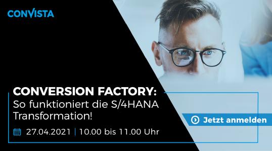 ConVersion Factory: So funktioniert die S/4HANA Transformation! Sie wollen auch von S/4HANA profitieren, wissen aber nicht, wie Sie die Einführung effektiv gestalten können? Wir bringen Licht ins Dunkel mit unserem bewährten S/4HANA Transformationsansatz.