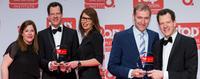 Awarded: K. Rehpöhler, O. Hildebrandt (arvato Systems, left) and H.Teipel (arvato CRM Solutions)