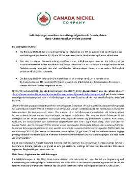 Canada Nickel releases additional Infill assays - 20200806 - clean_DE.pdf