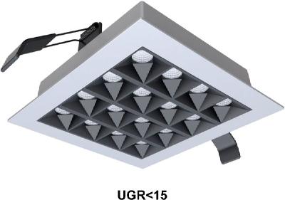 LEDAXO LED-Einbaustrahler ES-15, besonders blendarm (UGR<15) und mit hochwertiger und leistungsstarker LED-Lichtquelle. Einfache und schnellle Installation.