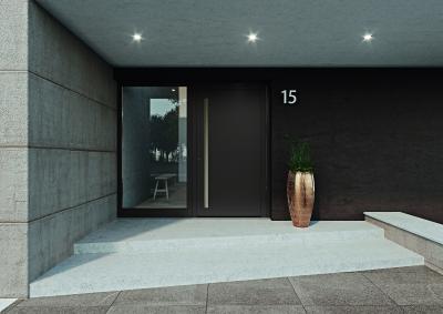 heroal propose pour la première fois une porte d’entrée avec panneau – avec le système de porte heroal D 72 et en parfaite combinaison avec les nuances d’excellente qualité Les Couleurs® Le Corbusier / © heroal