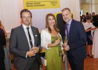 Peter Wilfinger (Geschäftsführer Kardex Austria), Katja Olivier and Gerhard Weissinger (Geschäftsführer Kardex Austria) beim HERMES.Gala 2024 in der Wiener Hofburg.