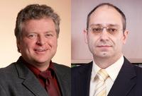 Referieren auf der Baumesse zum Thema Mini-BHKW: Die Experten Matthias Kabus von der EnergieAgentur.NRW und Markus Gailfuß vom BHKW-Infozentrum Rastatt.