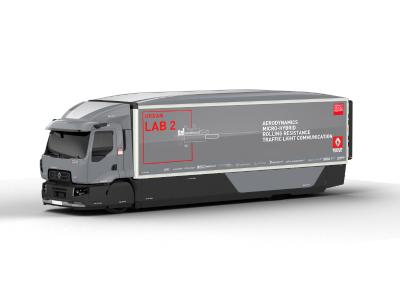 Das Versuchsfahrzeug "Urban Lab 2" von Renault Trucks kombiniert zahlreiche Innovationen aus den Bereichen Aerodynamik, Hybrid-Technologie, Bereifung und Konnektivität