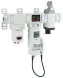 Das neue Air Management System in den Anschlussgrößen ¼ bis 1 Zoll von SMC aus Regler, Hub und Abschaltventil bietet dank umfangreicher Überwachung von Druck, Temperatur und Durchfluss ein Einsparpotenzial von bis zu 62 % beim Druckluftverbrauch. / Foto: SMC Deutschland GmbH