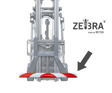 Zebra Warnbalken erfüllen die StVZO und machen Gabelzinken nicht nur im Strassenverkehr von Weitem sichtbar