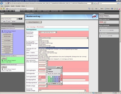 Screenshot NEXUS / VERTRAGSMANAGEMENT