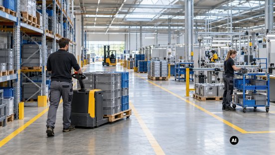 Warenfluss vom Lager zur Produktion