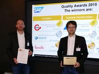 Feierliche Preisübergabe der SAP Quality Awards 2015 in drei Kategorien an die besten SAP Implementierungsprojekte des vergangenen Jahres: Zu den Gold-Preisträgern gehörte neben der Versorgungsanstalt des Bundes und der Länder, und der Heidelberger Leben Gruppe die Gebhardt Fördertechnik GmbH