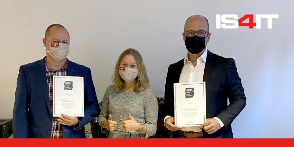 Quelle IS4IT: Robert Fröhlich (Geschäftsführer IS4IT GmbH), Marina Baudrexel (Recruiting) und Roland Dirscherl (Geschäftsführer IS4IT GmbH) (von links)