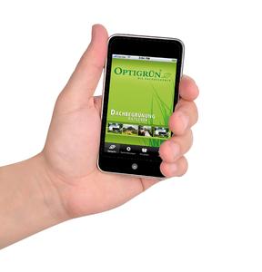 iPhone mit Dachbegrünungs-App von Optigrün