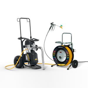 Wagner NesprayPRO: Die NespriPRO ist mit 4,3 l/min Fördermenge das leistungsstärkste WAGNER Membrangerät im Handwerker-Segment. Dies entspricht im Schnitt einem Performancevorteil von 20% gegenüber dem Vorgängermodell NespriPLUS Projekte können auf diese Weise schnell, professionell und wirtschaftlich abgeschlossen werden. Technische Daten: Motorleistung 2,2 kW, Fördermenge 4,3 Liter/min. Foto: Caparol Farben Lacke Bautenschutz