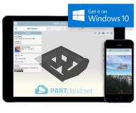 Now you can upload and share 3D CAD models with the PARTcloud.net app also for Windows 10