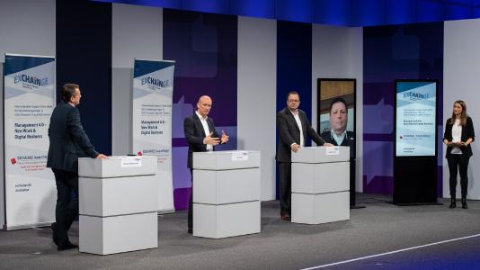Die EXCHAiNGE vermittelte Handlungsstrategien zur digitalen Transformation wie hier im Pannel 5G / Bildnachweis: Pietro Sutera Photography