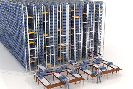 3D Shuttlelager mit Kommissionierplätzen