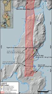 Figure 1: Surface trend of Sam Otto mineralization showing that the areas of 2019 Phase Two drilling confirms and extends the Sam Otto South mineralization at depth and along strike