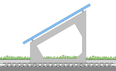 ZinCo-Systemaufbau mit Solarbasis® SB 200: Pflanzengemeinschaft „Sedumteppich“ als Sprossenaussaat, Systemerde „Sedumteppich“ 8 cm, Systemfilter SF, Solarbasis® SB 200 mit Solargrundrahmen® SGR 35 /80-25° Höhenverstellung, Speicherschutzmatte SSM 45, Dachaufbau mit wurzelfester Dachabdichtung