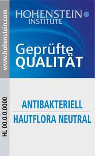 Das neue Hohenstein Qualitätslabel weist die Sicherheit von antibakteriellen Produkten gegenüber der menschlichen Hautflora aus. © Hohenstein Institute