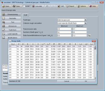 eAssistant software: Dimensioning function in cylindrical gear pair calculation module