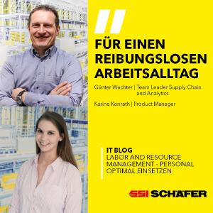 Günter Wachter, Team Leader Supply Chain and Analytics & Karina Konrath, Product Manager bei SSI Schäfer