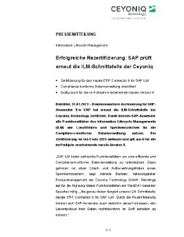 23-01-31 Erfolgreiche Rezertifizierung - SAP prüft erneut die ILM-Schnittstelle der Ceyoniq.pdf