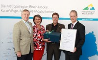 Albrecht Hornbach (Vorstandsvorsitzender ZMRN e.V. und Hornbach Holding AG), Paul Bomke (Geschäftsführer Pfalzklinikum für Psychiatrie und Neurologie), Regina Pfriem (Geschäftsführerin ZMRN e.V.), Theo Wieder (Vorstandsmitglied ZMRN e.V. und Oberbürgermeister Stadt Frankenthal)