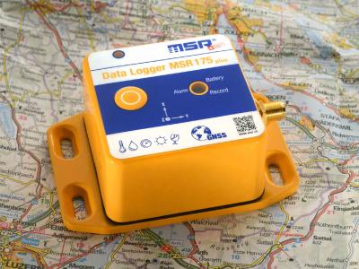 Der Transport-Datenlogger MSR175plus mit GPS erfasst Schockwerte gleichzeitig mit ±15 g und ±200 g