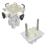 Links: Antriebseinheit mit pneumatischer Verriegelung (PSUA) mit GEMÜ Single-Use M-Block (KSUBA), Rechts: Antriebseinheit mit manueller Verriegelung per Handhebel (PSUH) mit GEMÜ Single-Use M-Block (KSUBH) Links: Antriebseinheit mit pneumatischer Verriegelung (PSUA) mit GEMÜ Single-Use M-Block (KSUBA), Rechts: Antriebseinheit mit manueller Verriegelung per Handhebel (PSUH) mit GEMÜ Single-Use M-Block (KSUBH)