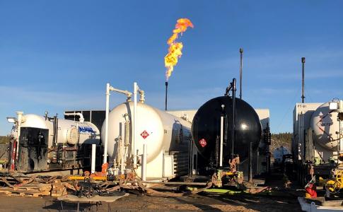 Gasverbrennung während erster Produktionstests; Foto: Calima Energy