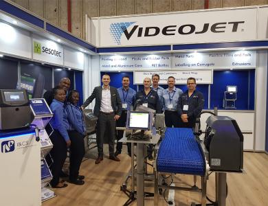 Simon Euler, Account Manager Division Product Inspection of Sesotec GmbH (fourth from left) was present at the ProPak Africa trade fair stand of Nampak Inspection & Coding Systems