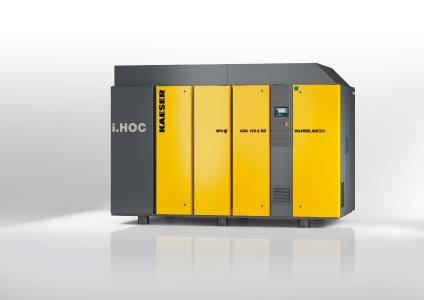 The dry-running, FSG series screw compressor with the new, integrated i.HOC rotary dryer provides a reliable, stable supply of compressed air and achieves pressure dew points of up to minus 30° C, while saving both energy and space