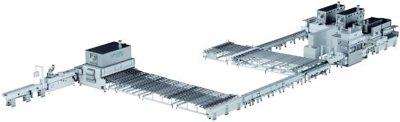 Complete Gilje Tre coating line: 360° impregnation of the single window parts in a continuous process, workpiece transfer and forwarding, IR preheating station, top coat application and gentle, forced drying. Fast and efficient / Photo: Copyright Venjakob