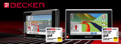 Becker-Navis im aktuellen ADAC-Test "Mobile Navigationsgeräte 12/2009"