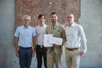 Award ceremony for Dr. Benedikt Michael Wagner. From left: Dean Professor Dr. Stehle, Dr. Markus Simon (PI), Dr. Benedikt Michael Wagner, Dr. Steffen Schreiber, Director Global Innovation and Scouting at PI. Award ceremony for Dr. Benedikt Michael Wagner. From left: Dean Professor Dr. Stehle, Dr. Markus Simon (PI), Dr. Benedikt Michael Wagner, Dr. Steffen Schreiber, Director Global Innovation and Scouting at PI.